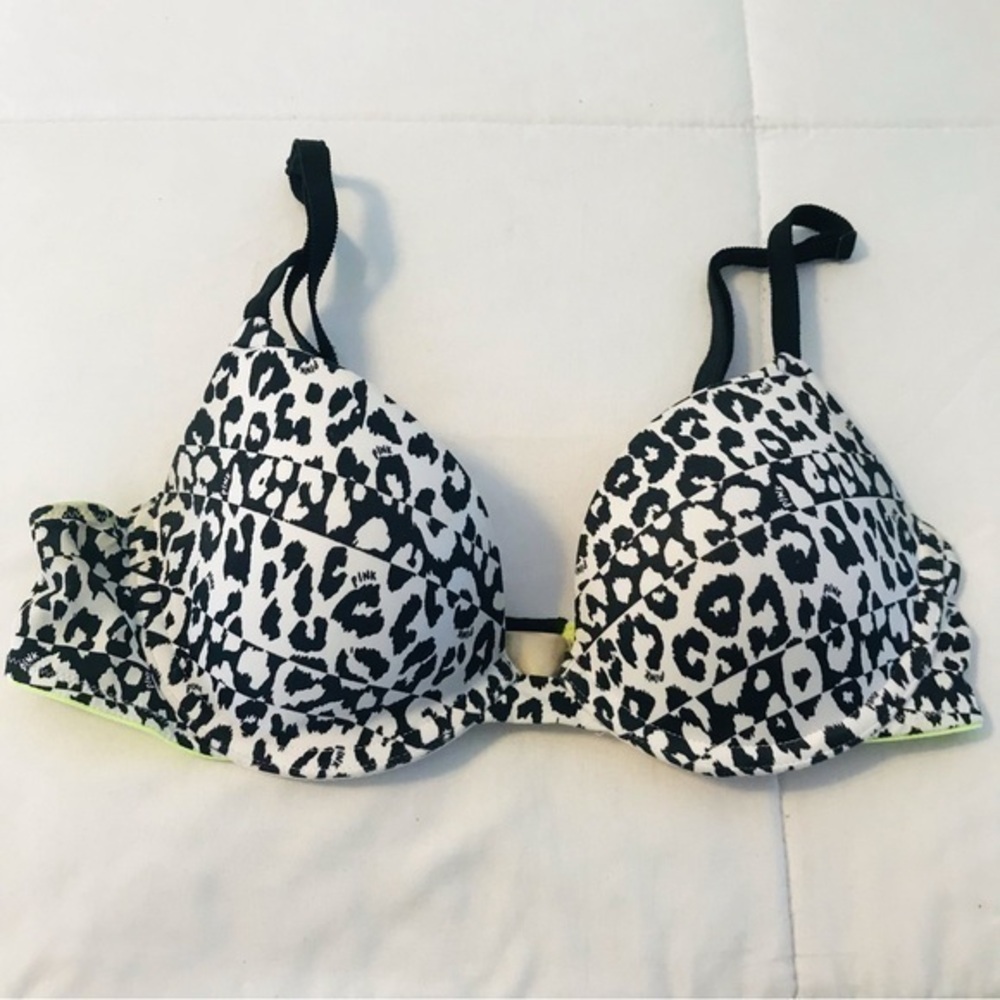 VS Victoria’s Secret PINK Leopard Print wear everywhere Demi Bra Size 32B 34A
